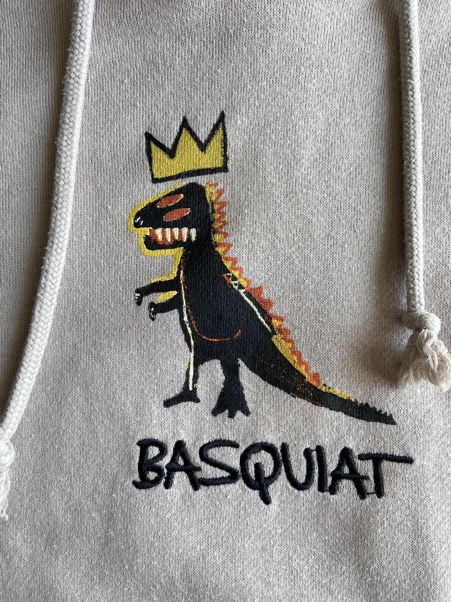 Jean-Michel Basquiat Men's Hoodie T-Rex Dinosaur Size XS Tan Graphic  Sweatshirt | eBay