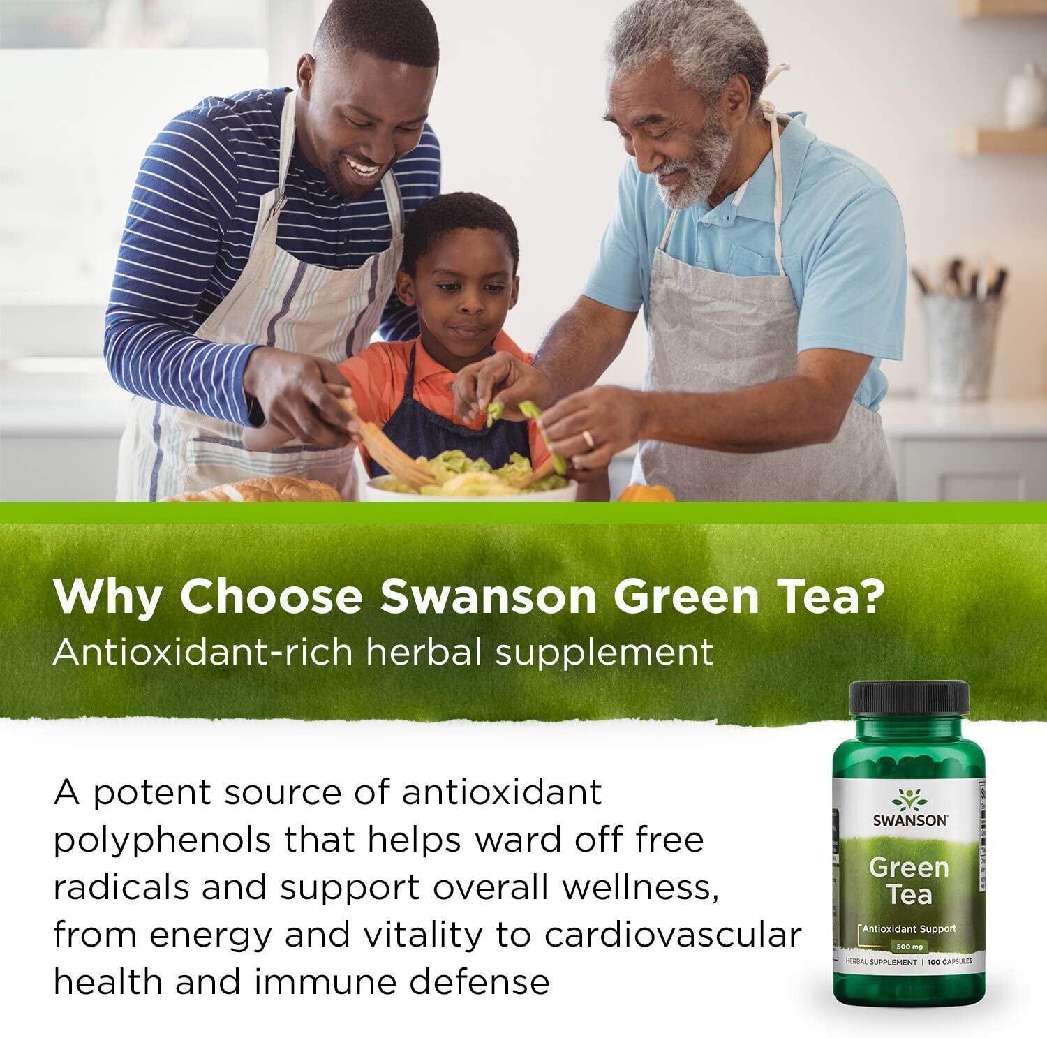 GREEN TEA Leaf 500 mg 100 Capsules Antioxidant Weight Loss Cardiovascular Health