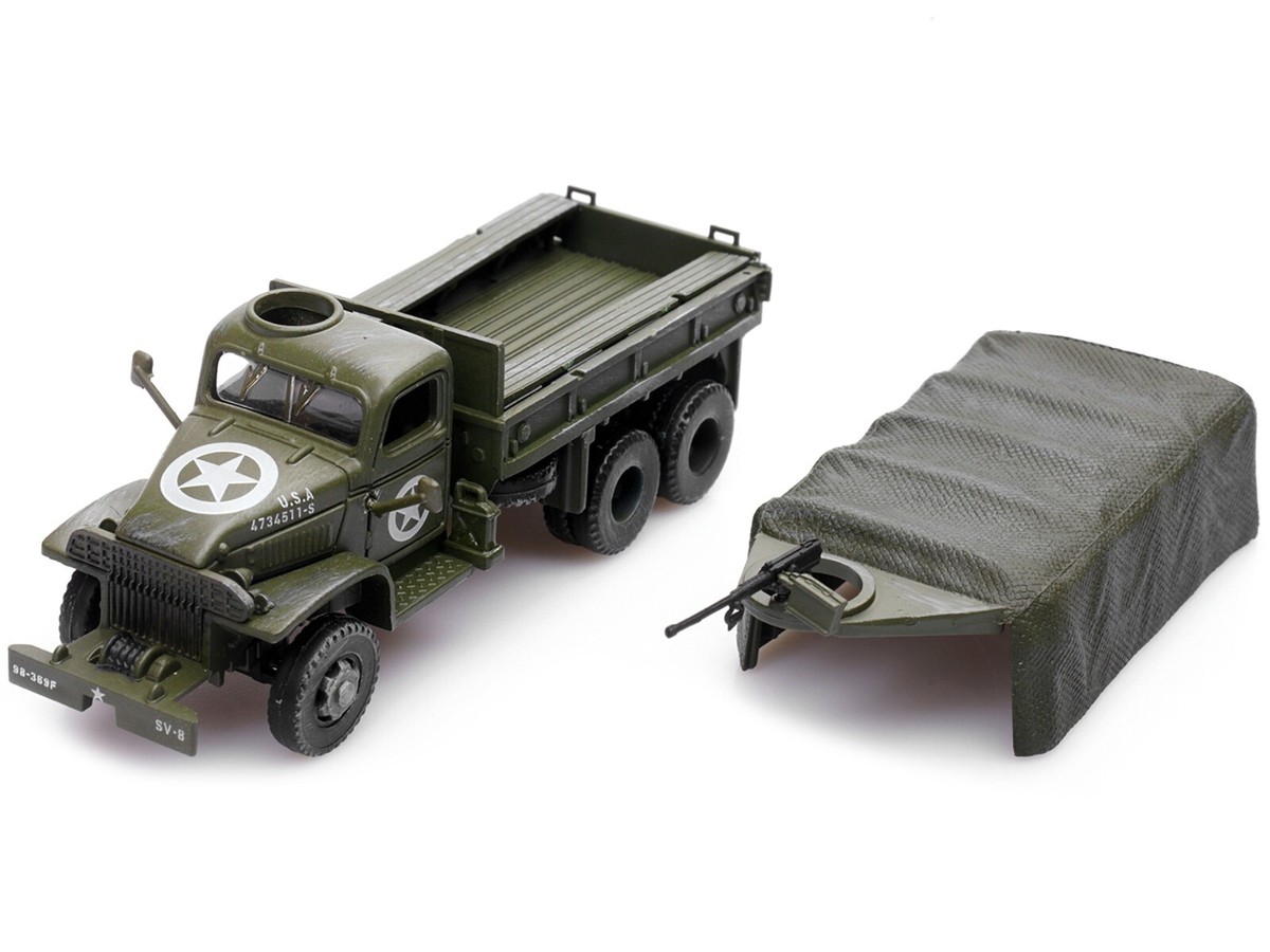 GMC CCKW 353 TRUCK W/MOUNTED GUN US ARMY WWII 1/72 DIECAST BY