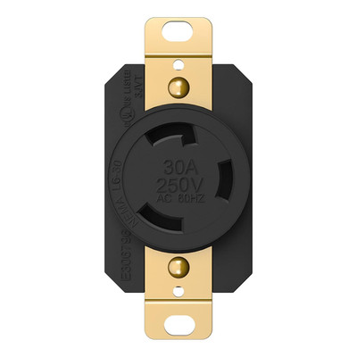 NEMA L6-30R Flush Mounting Locking Receptacle for Generator, Twist Lock Outlet,