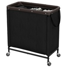 Storageworks 3 Section Laundry Hamper Rolling Laundry Cart Wheels And Handles