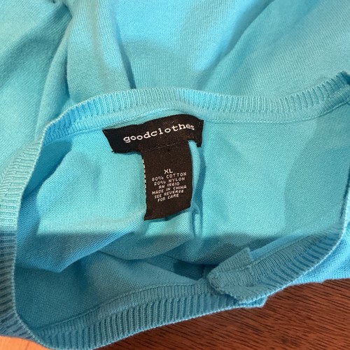 Goodclothes XL Ladies Turquoise Cardigan Embroidered Flower Cottage Core Grandma - Picture 5 of 5