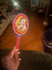  3 Vintage Kirchhoff Clown Face Pressed Tin Litho Noisemaker Party Clapper