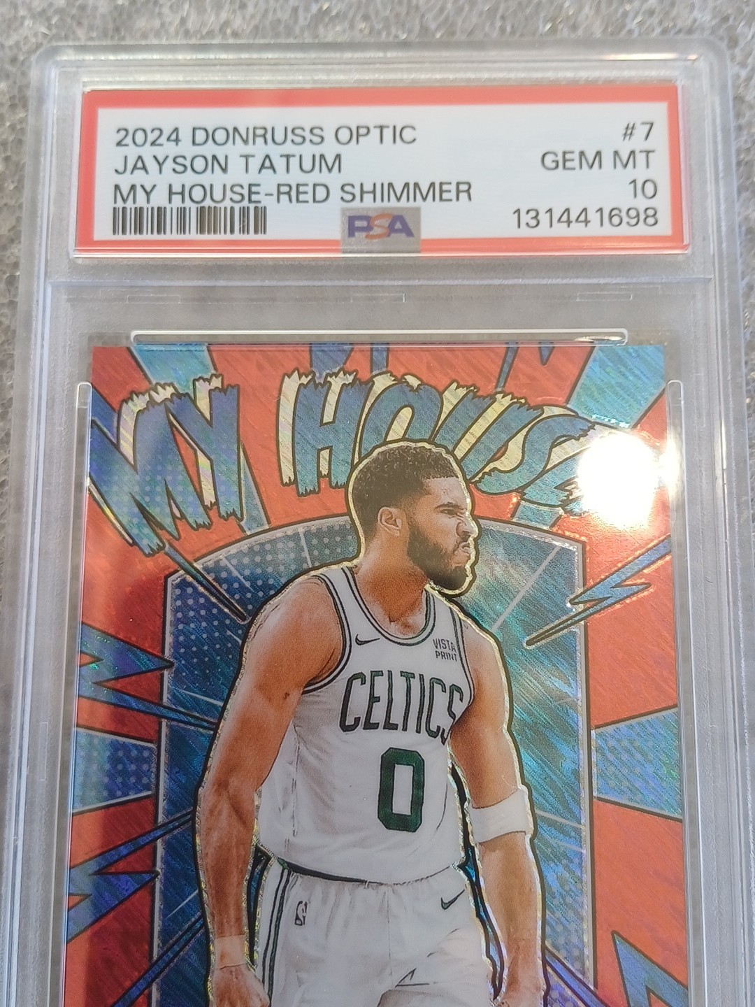2024-25 Panini Donruss Optic - My House Jayson Tatum #7 Red Shimmer Prizm /75 view 3