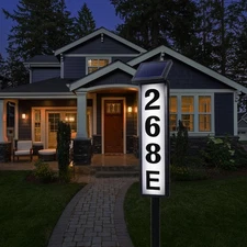 FLSEPAMB Solar Address Sign Lighted Solar House Numbers for Outside Address P...