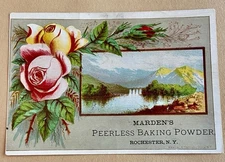 c1880 Ad Card: Marsen’s Peerless Baking Powder, Rochester, NY