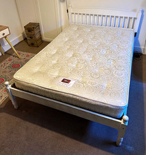 White Wooden Double Bed with Luxury Firm Mattress - Collect from Brixton 5/11