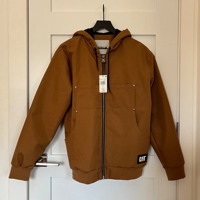 Caterpillar CAT Mens Work Light Jacket Bronze Hooded Full Zip Outdoor Wear Small