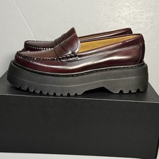 GH Bass Weejuns Whitney Super Lug Women 10 Wine Red Leather Upper Platform Boho