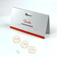 REAL Fender Knobs and Switch Tip USA MIM Volume Tone Push-On PARCHMENT Set