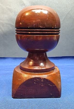 Antique Early 1900's Cherry Turned Wood Newel Post Top Architectural Salvage