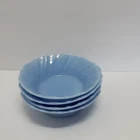 Set of 4 Vintage Jeannette Glass Berry Bowls Delphite Blue Swirl Pattern