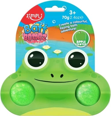 ZIMPLI KIDS 2 x Cool Frog Bath Bombs on Gift Card, Children's Value Birthday Gifts for...
