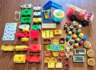 VTG Fisher Price Little People Lot Figures Cars Chairs Accessories Fire Truck