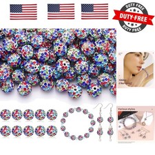 105pcs 10mm Rhinestone Beads for Jewelry Making, White Mixed Shiny Round Disc...