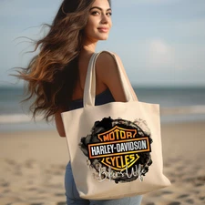 Harley-Davidson “Biker’s Wife” Tote Bag – Natural Canvas 13.5"x13.5"