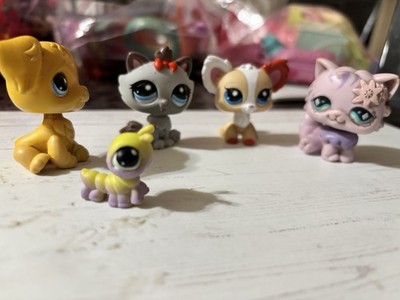 Littlest Pet Shop LPS Dog Cat and Caterpillar Figures Lot Ages 4-7 Years