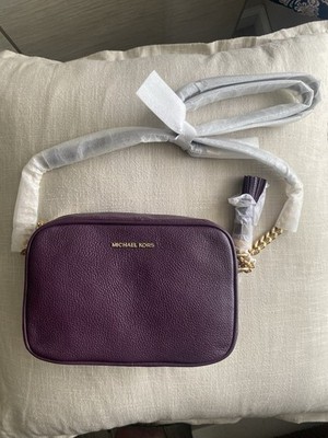 Michael Kors Ginny Leather Crossbody Bag/Purse - Purple Wine 