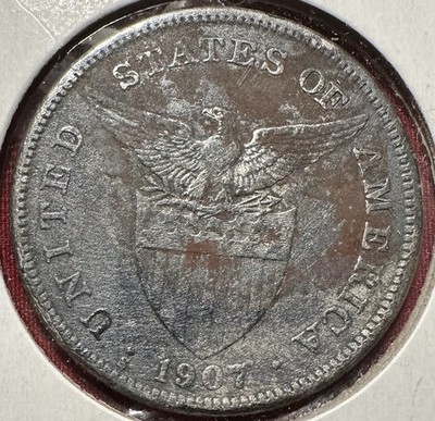 1907 S Philippines 1 Peso - Small Type - .800 SILVER - KM#172