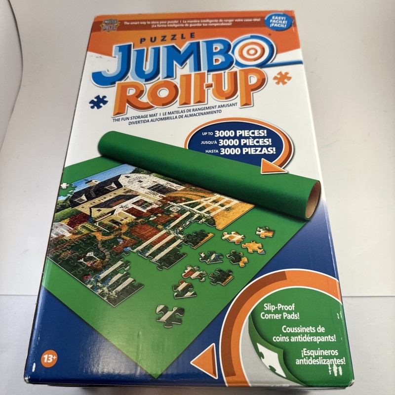 Jigsaw Puzzle Roll Up Jumbo Green Felt Mat 36X48 Fits 3000 Pieces Portable