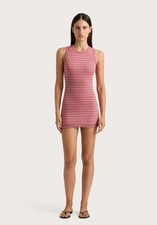 Faithfull The Brand Maceio Mini Dress Womens 2 Pink Vermillion Stripe