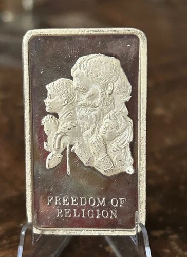 1973 WITTNAUER FREEDOM OF RELIGION .999 Fine 1000 GRAINS SILVER BAR