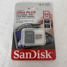 Sandisk Ultra PLUS 64GB MicroSDXC UHS-I Card with Adapter 100MB/s Class 10 U1 A1