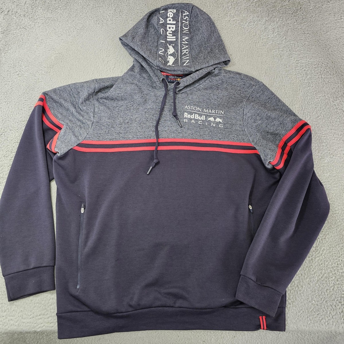 Aston Martin Red Bull Racing Hoodie Mens XL Pullover Zip Pocket F1