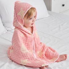 Ultra-Soft Muslin Baby Hooded Towel - 32 x 32 Inches, Ideal for Bath  Beach,...