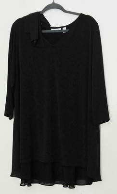 Susan Graver Blouse Women's Size 2X Black Liquid Knit Tie Neck Pre-owned