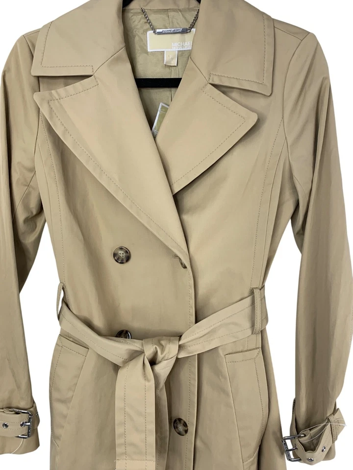 NWT Michael Kors Womens Khaki Trench Coat Size 2 - Image 3 of 4