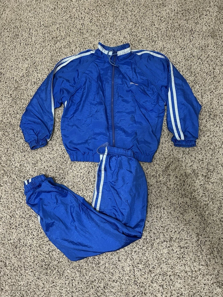 Conjunto de chándal Spalding para hombre S nailon cortavientos chaqueta pantalones rojo azul de colección 80-90 Foto 2 de 4