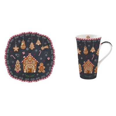 2tlg. Frühstücksset GINGERBREAD Lebkuchenmännchen Jumbobecher + Teller Easy Life