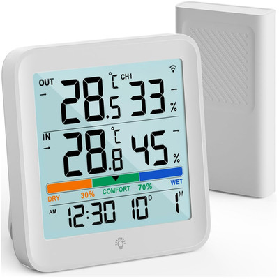 VOCOO Kabelloses Wetterthermometer Hygrometer mit Außensensor LCD Display 3