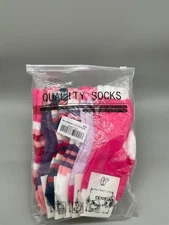 Fuzzy Bed Slipper Socks Pack Ladies Pink Purple Striped S17021-1M
