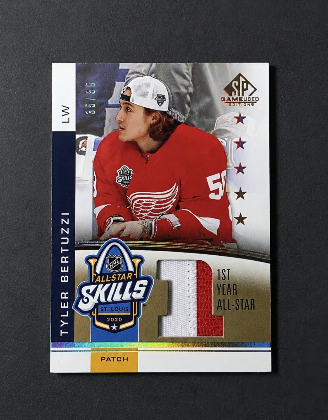 2020-21 Tyler Bertuzzi SP Game Used 1st All Star Two Color Patch 35/35