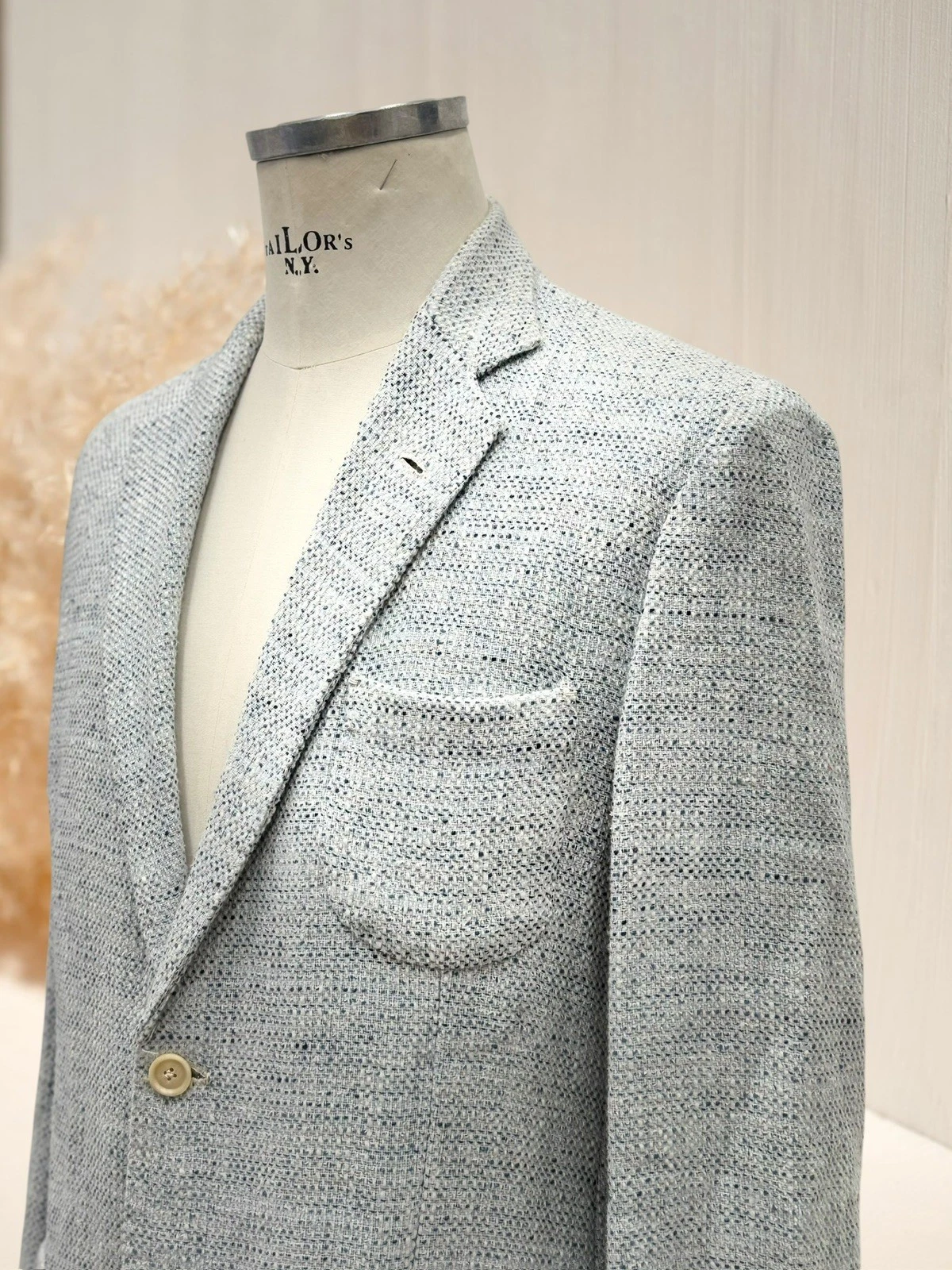 G. English Jacket For Man Blue Special Texture Single Breasted With 3 Pockets image 8