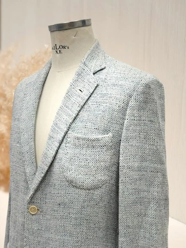 G. English Jacket For Man Blue Special Texture Single Breasted With 3 Pockets image 8