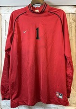 VTG Y2K NIKE Red Soccer Goalkeeper Padded Arms Mock Neck Kit Jersey Size XL