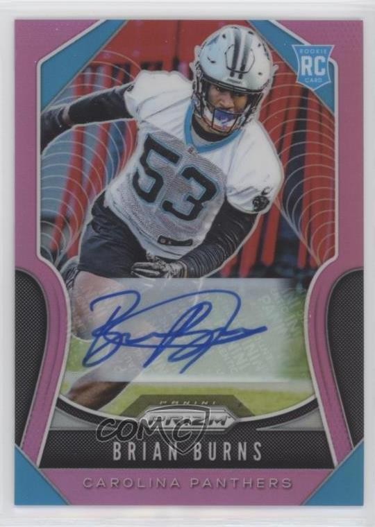 2019 Panini Prizm Rookies Pink Prizm Auto Brian Burns #318 Rookie Auto RC 0n5b