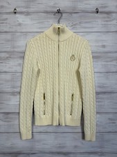 Lauren Ralph Lauren Cream Cable Knit Zip Up Sweater Sweater Medium