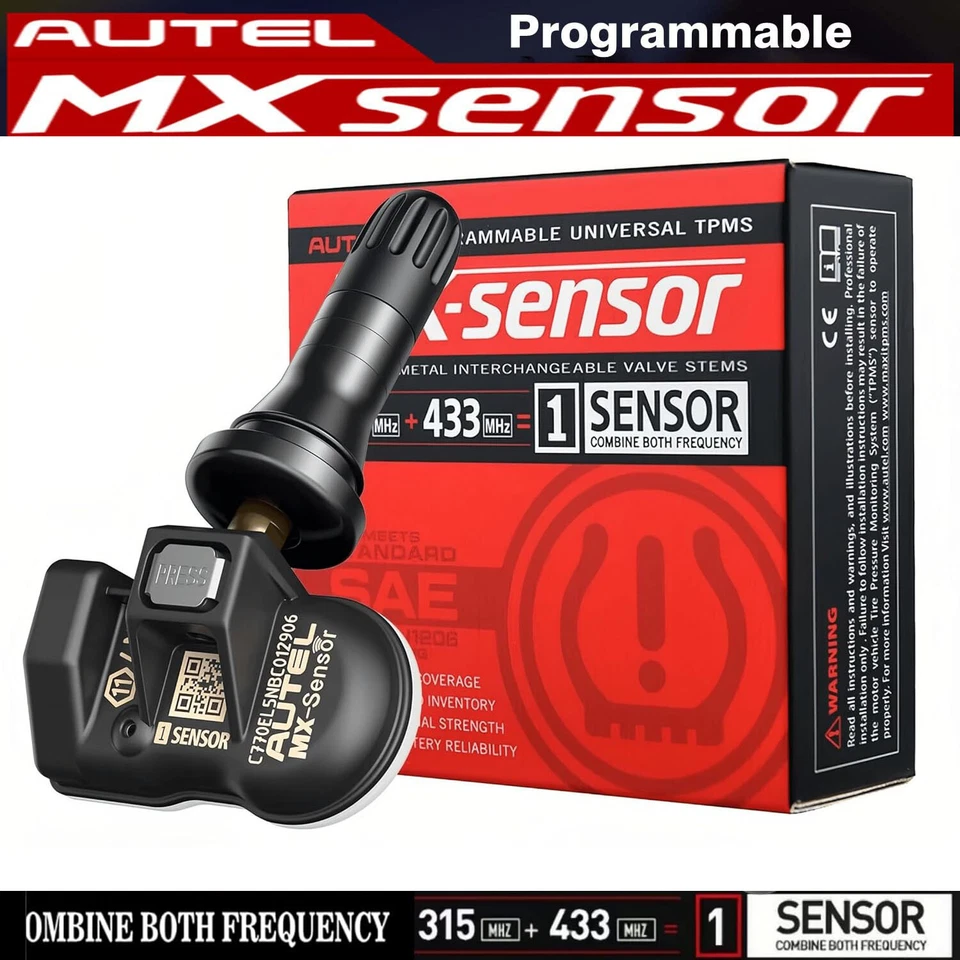 Autel TPMS MX-Sensor 315MHz & 433MHz Programmable Universal Tire Pressure Rubber Foto 2 de 4