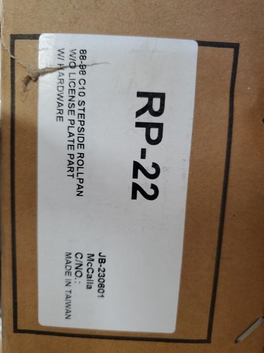 88-99 Chevrolet C10 Stepside Rollpan No License Plate w/ Hardware Black Primed - Picture 2 of 3