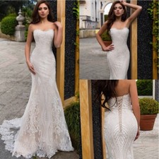 Elegant Mermaid Wedding Dress Off Shoulder Sleeveless Lace Applique Bridal Gowns