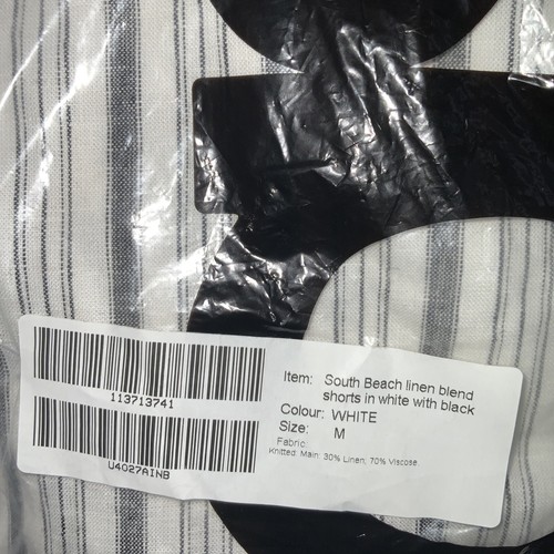 South Beach Linen Blend Shorts In White & Black Size Medium New With Tags - Picture 5 of 5