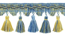 Scalloped Tassel Fringe Trim, Color# VNT13 - Cinderella Blue [5 Yards]