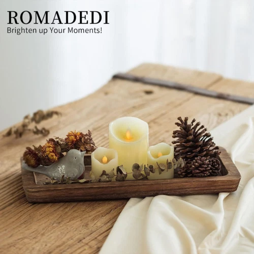 Wooden Decorative Tray Candle Holder Romadedi Rectangle Wood 1