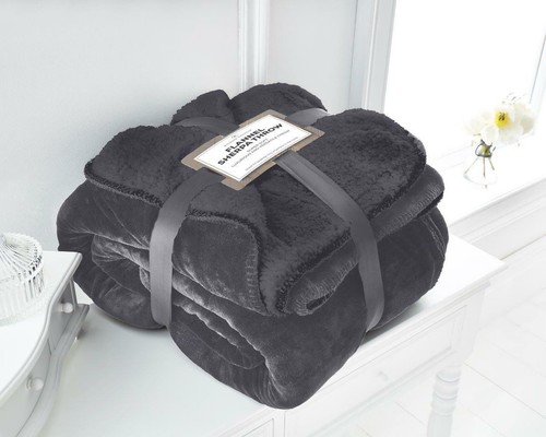 Flannel Sherpa Throw Super Soft Warm And Cosy Fleece Blanket Double King Size - Picture 4 of 15