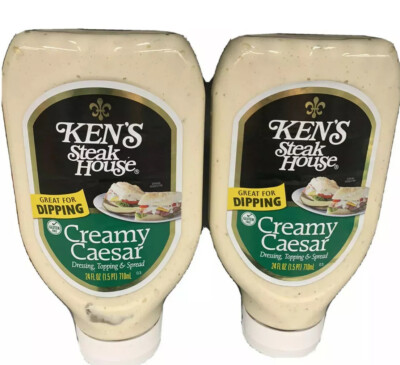 2~ 24 Oz Bottles Kens Steakhouse Creamy Caesar  Salad Dressing/Dipping Sauce