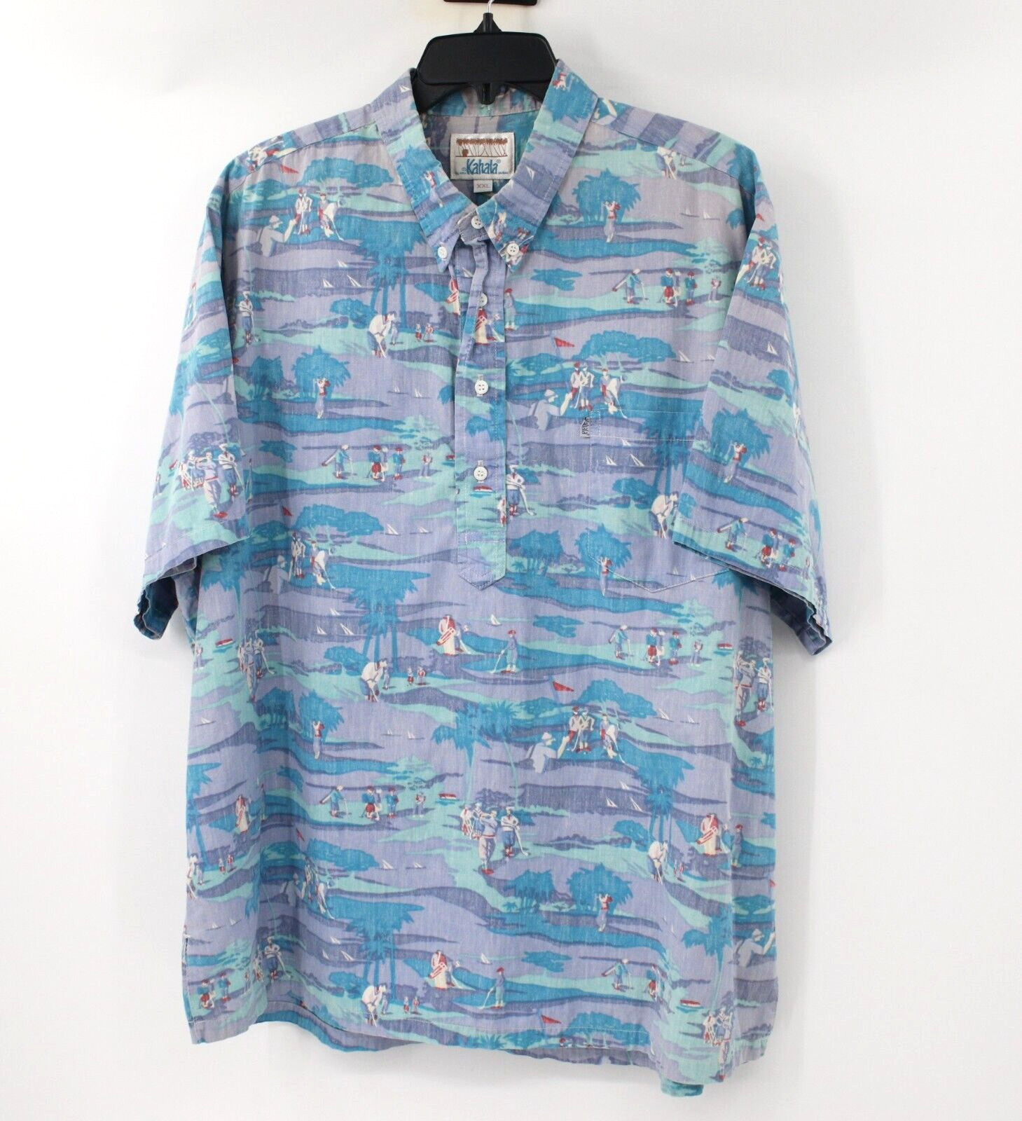 Vintage kahala Hawaiian shirt Mens 2XL popover golf golfer print short sleeve